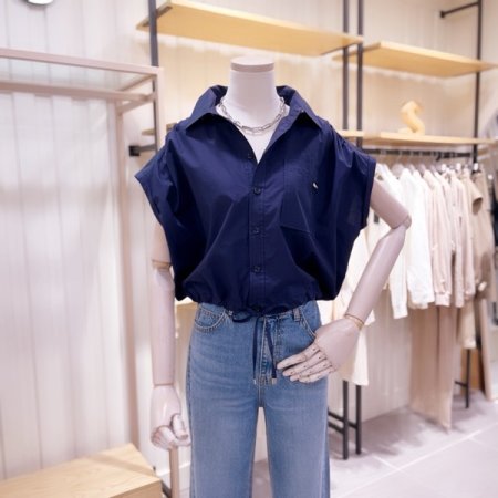 어깨셔링 민소매 셔츠