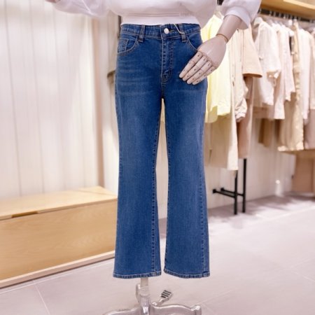 허리안밴딩 세미 부츠컷 데님 팬츠