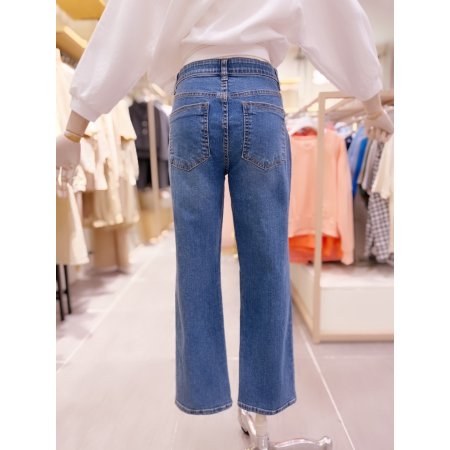 허리안밴딩 세미 부츠컷 데님 팬츠