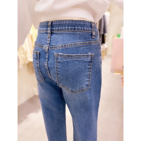 허리안밴딩 세미 부츠컷 데님 팬츠