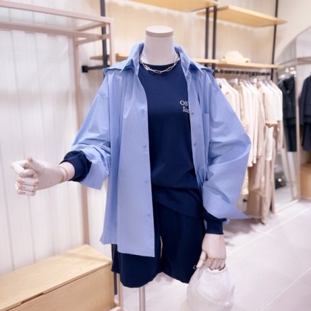 M 자수 후드 셔츠