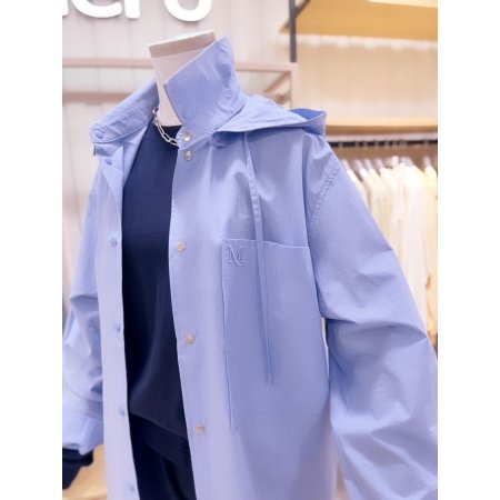 M 자수 후드 셔츠