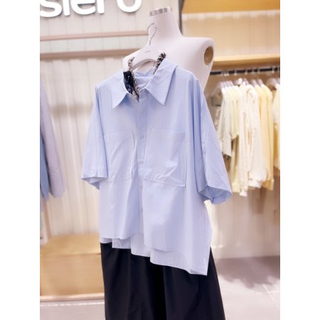 백라인 주름 포인트 셔츠