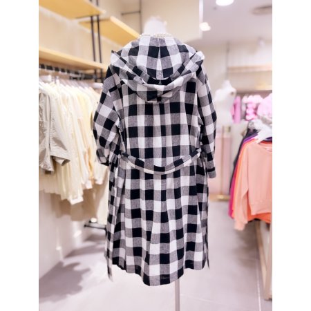 체크패턴 홑겹 후드 린넨 점퍼