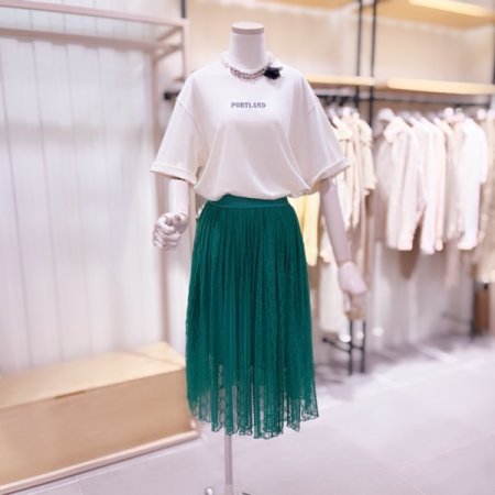 플리츠 레이스 밴드 스커트