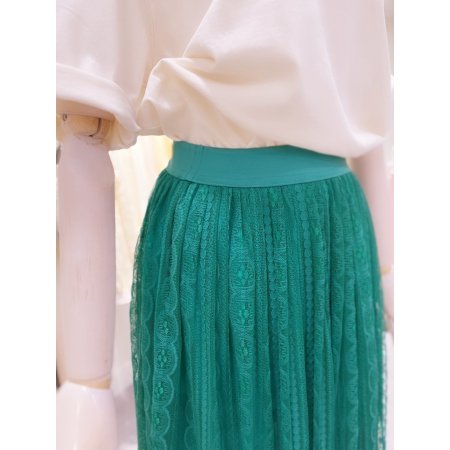 플리츠 레이스 밴드 스커트