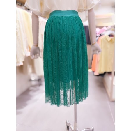 플리츠 레이스 밴드 스커트