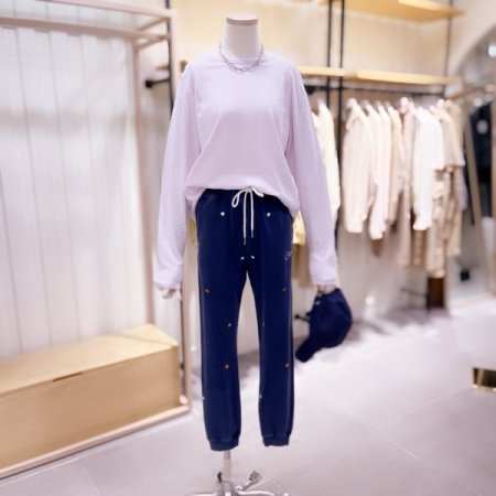 플라워 자수 구제워싱 조거팬츠