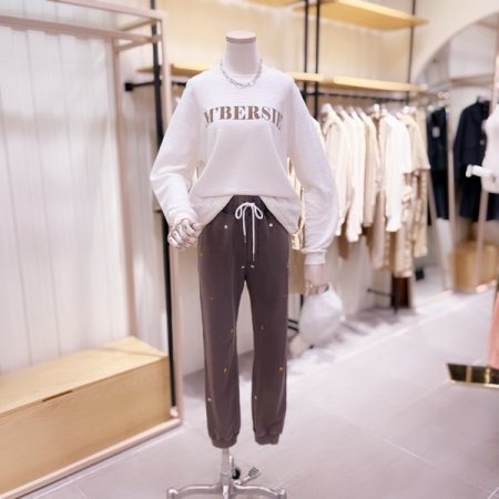 플라워 자수 구제워싱 조거팬츠