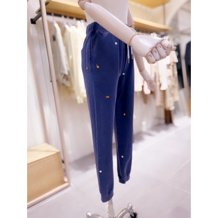 플라워 자수 구제워싱 조거팬츠