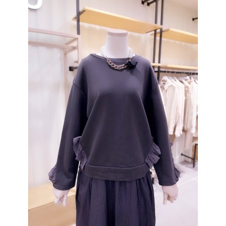 셔링 디테일 포인트 티셔츠