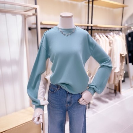 배색 패치 루즈핏 티셔츠