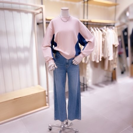 패치 배색 루즈핏 티셔츠