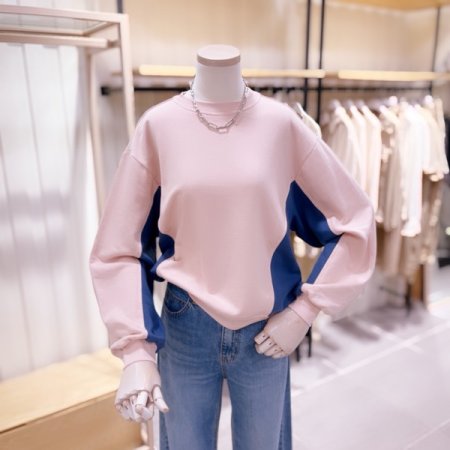 패치 배색 루즈핏 티셔츠