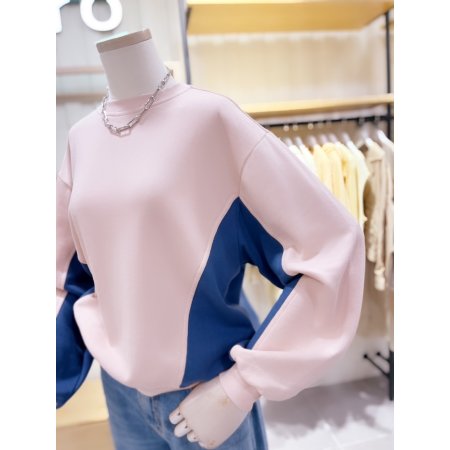 패치 배색 루즈핏 티셔츠