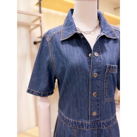 밴딩 아웃포켓 디테일 데님 원피스