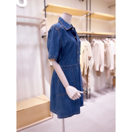밴딩 아웃포켓 디테일 데님 원피스