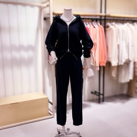 레터링 면 스판 조거 팬츠