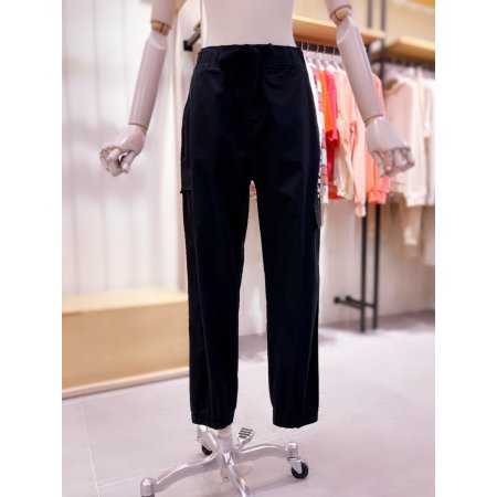 레터링 면 스판 조거 팬츠