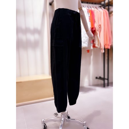 레터링 면 스판 조거 팬츠