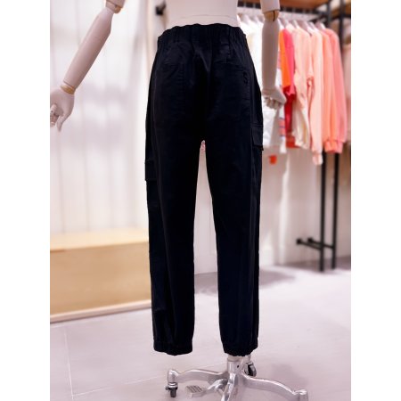 레터링 면 스판 조거 팬츠