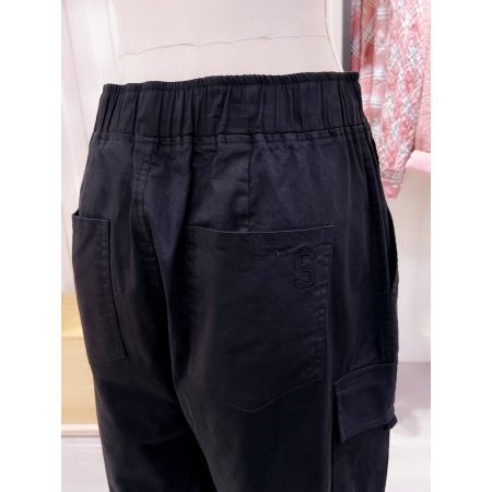 레터링 면 스판 조거 팬츠