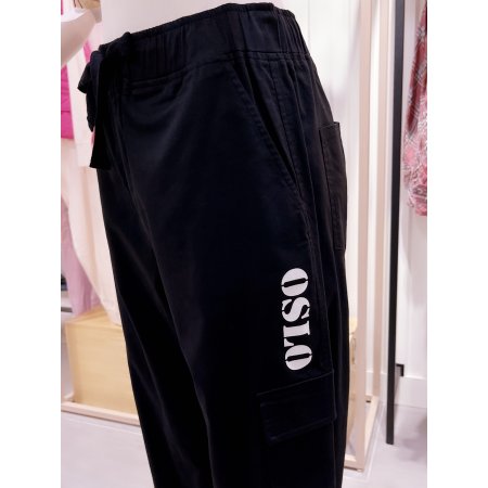 레터링 면 스판 조거 팬츠