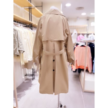 배색 벨트 포인트 트렌치 코트