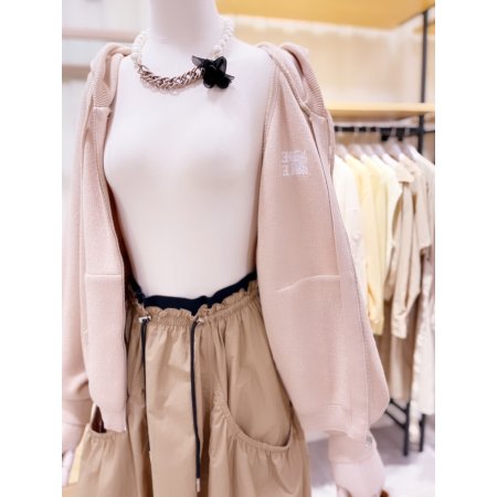 로고자수 포인트 후드 집업 니트