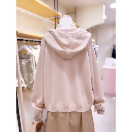 로고자수 포인트 후드 집업 니트