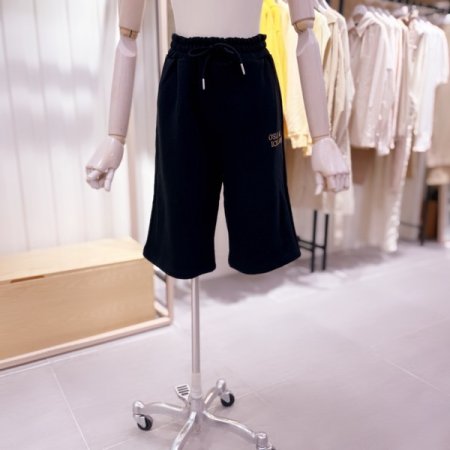 레터링 자수 허리밴딩 5부져지 팬츠