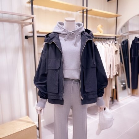 플랩 포켓 포인트 후드 점퍼