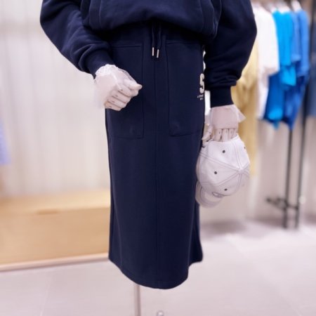 S부클자수 미디 스커트