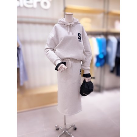 S부클자수 미디 스커트