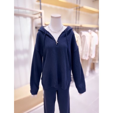 넥ZIP 포인트 밑단트임 후드니트