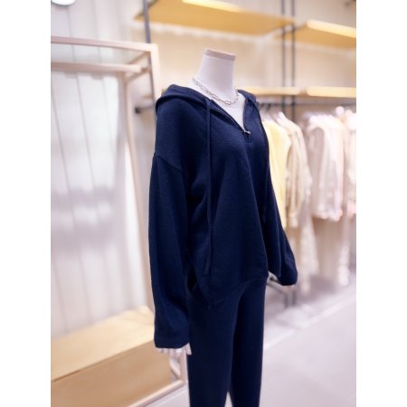 넥ZIP 포인트 밑단트임 후드니트