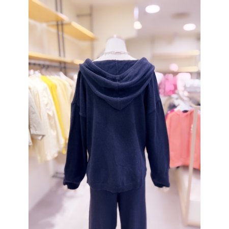 넥ZIP 포인트 밑단트임 후드니트