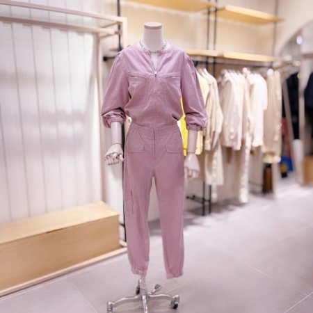 라운드넥 지퍼포켓 포인트 점프수트