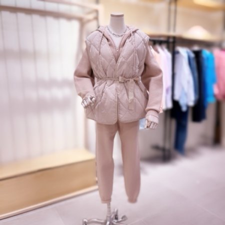 다이아 퀼팅 반 더블 다운 베스트