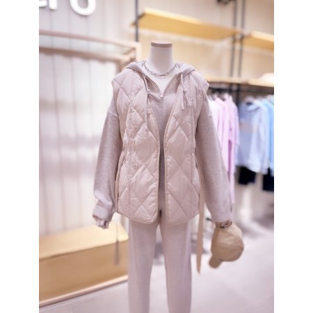 다이아 퀼팅 반 더블 다운 베스트