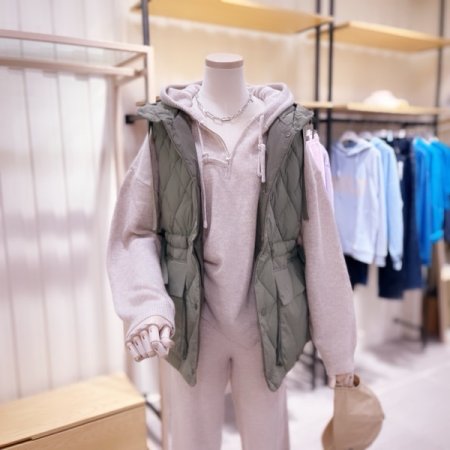 퀼팅 스트링 후드 다운베스트