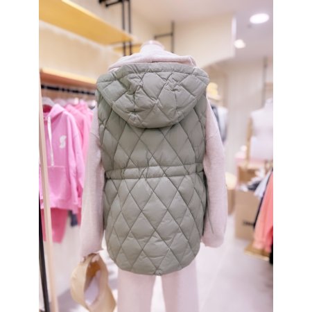 퀼팅 스트링 후드 다운베스트