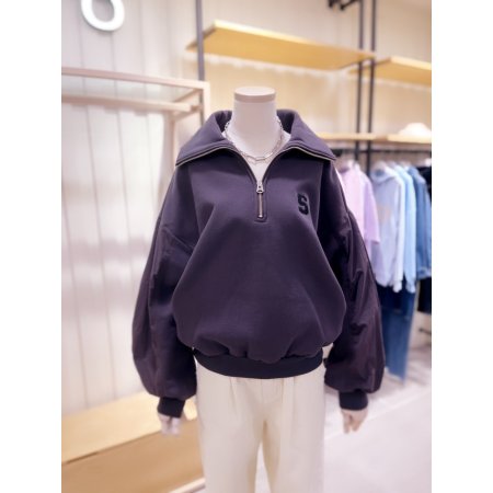 속기모 반집업 카라 맨투맨 티셔츠