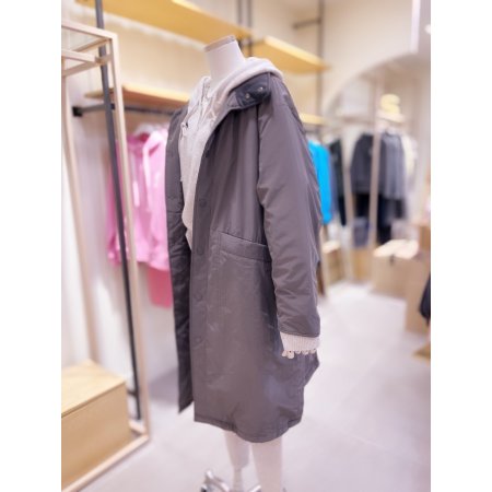 인조 FUR 안감 하이넥 루즈핏 코트