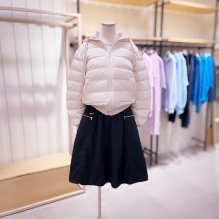 니트후드 경량 다운 숏 점퍼