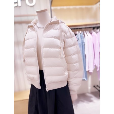 니트후드 경량 다운 숏 점퍼