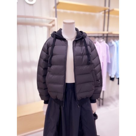 니트후드 경량 다운 숏 점퍼