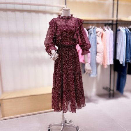 플라워 프린트 러플 원피스