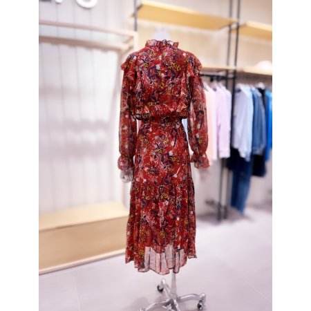 플라워 프린트 러플 원피스