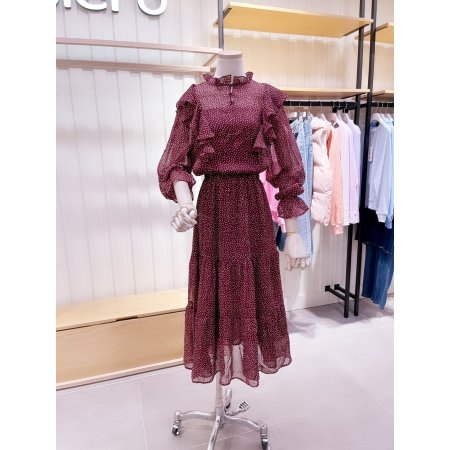 플라워 프린트 러플 원피스